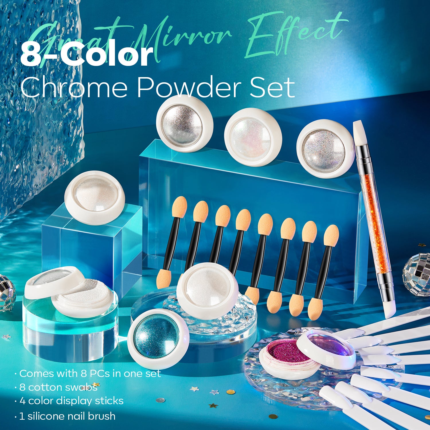 8 Colors Chrome Powder Set - Stardust Island