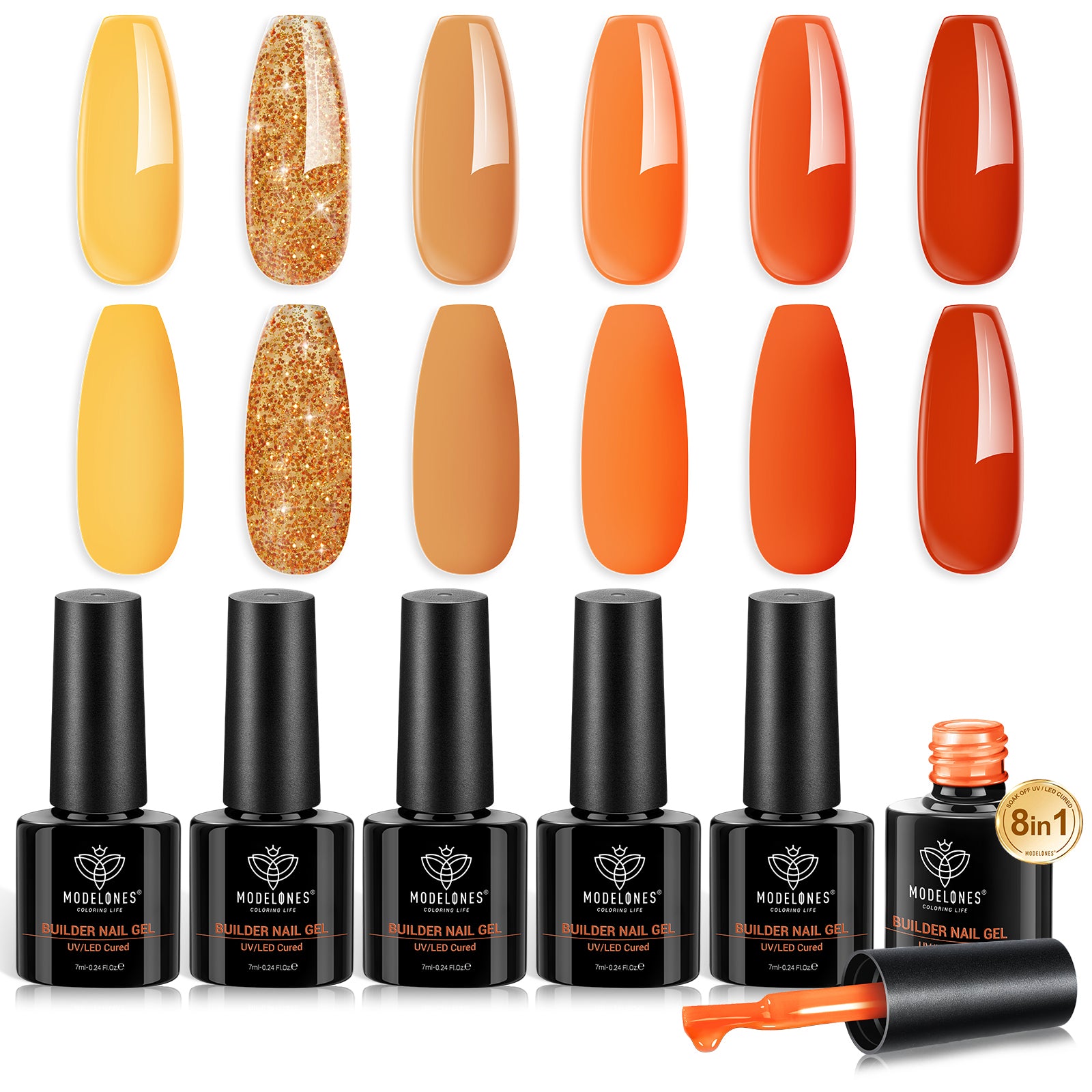 Maple Crush - 6 Colors 8-in-1 Builder Nail Gel Set 7ml【US/EU/UK ONLY】