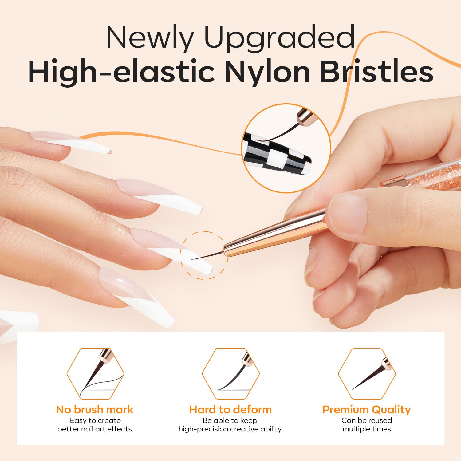 4Pcs Double-Ended Nail Art Liner Brush 7/11/15/20mm【US/CA ONLY】