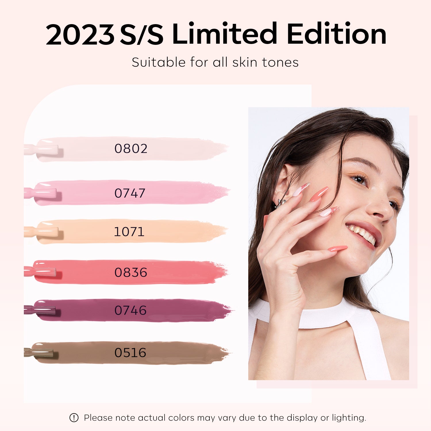 Nude Pink - 9Pcs 6 Colors Gel Nail Polish Kit