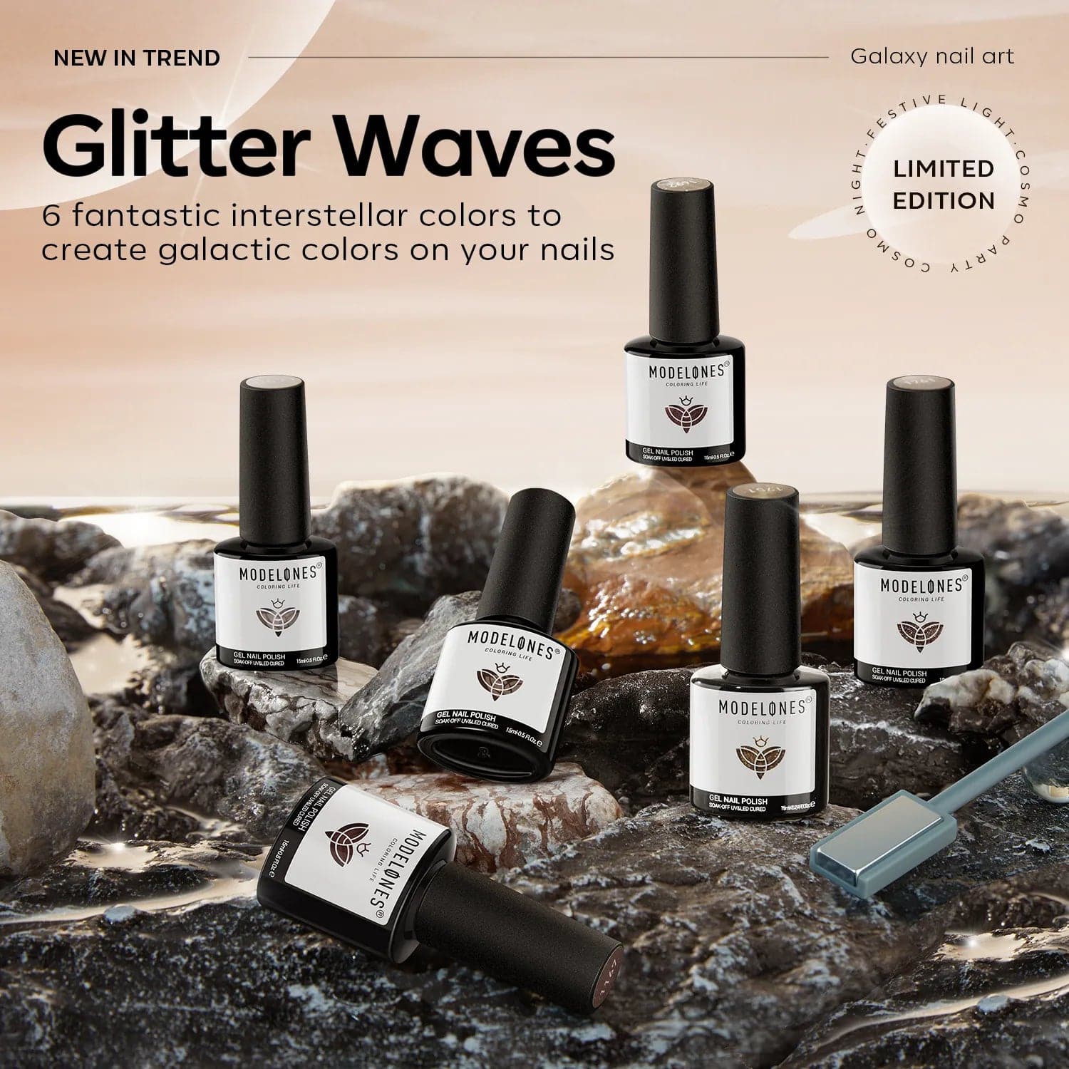 Glitter Waves - 6 Colors Cosmo Party Gel Nail Polish Set【US/AU ONLY】