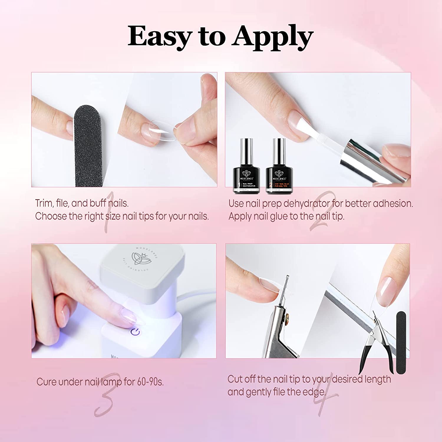 4-in-1 Nail Glue and Mini Lamp with 500Pcs Nail Tips Kit(Coffin/Square/Almond)【US ONLY】