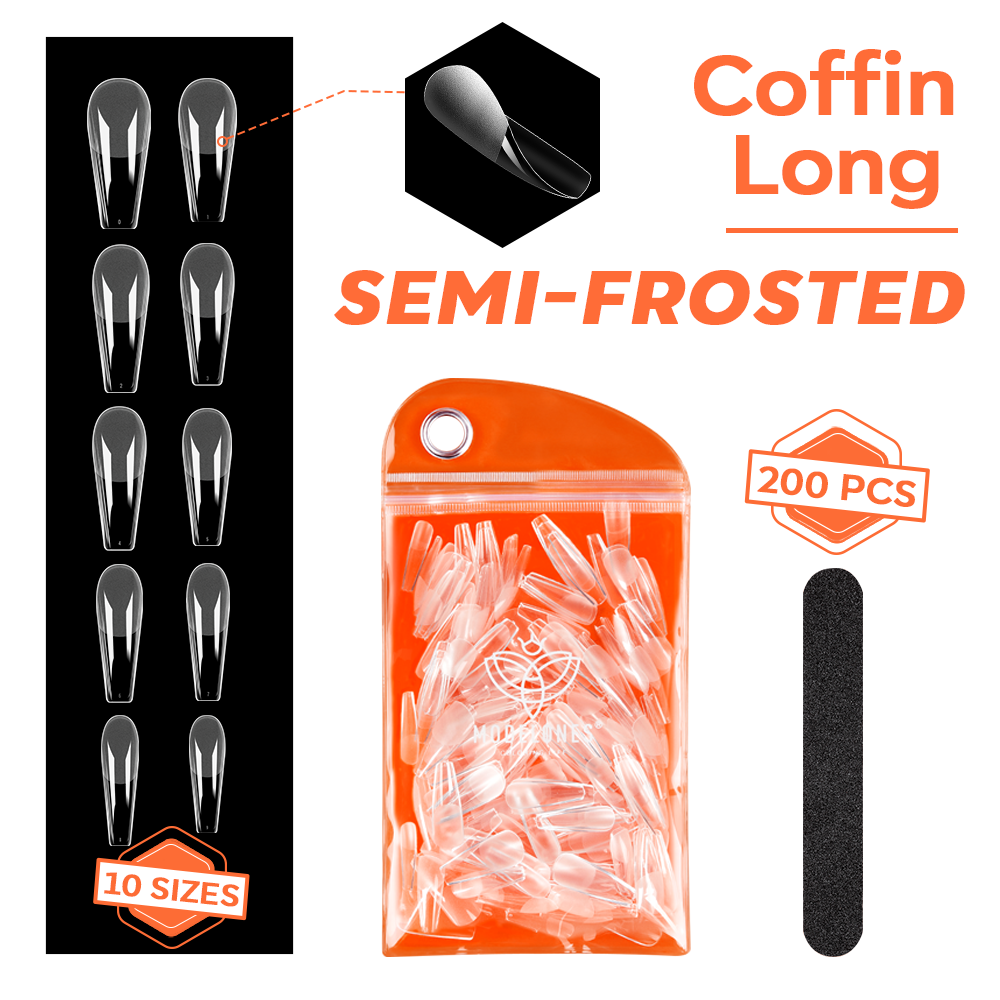 200Pcs Semi-Frosted Coffin Full Cover Nail Tips