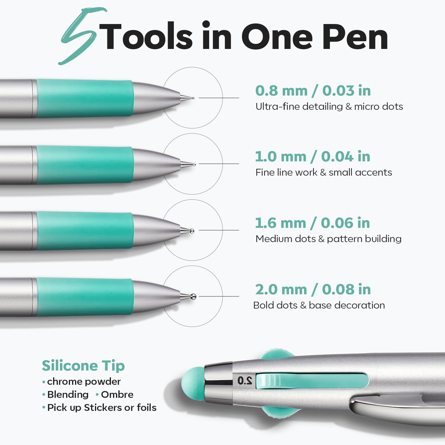 5-in-1 Nail Dotting Tool Pen