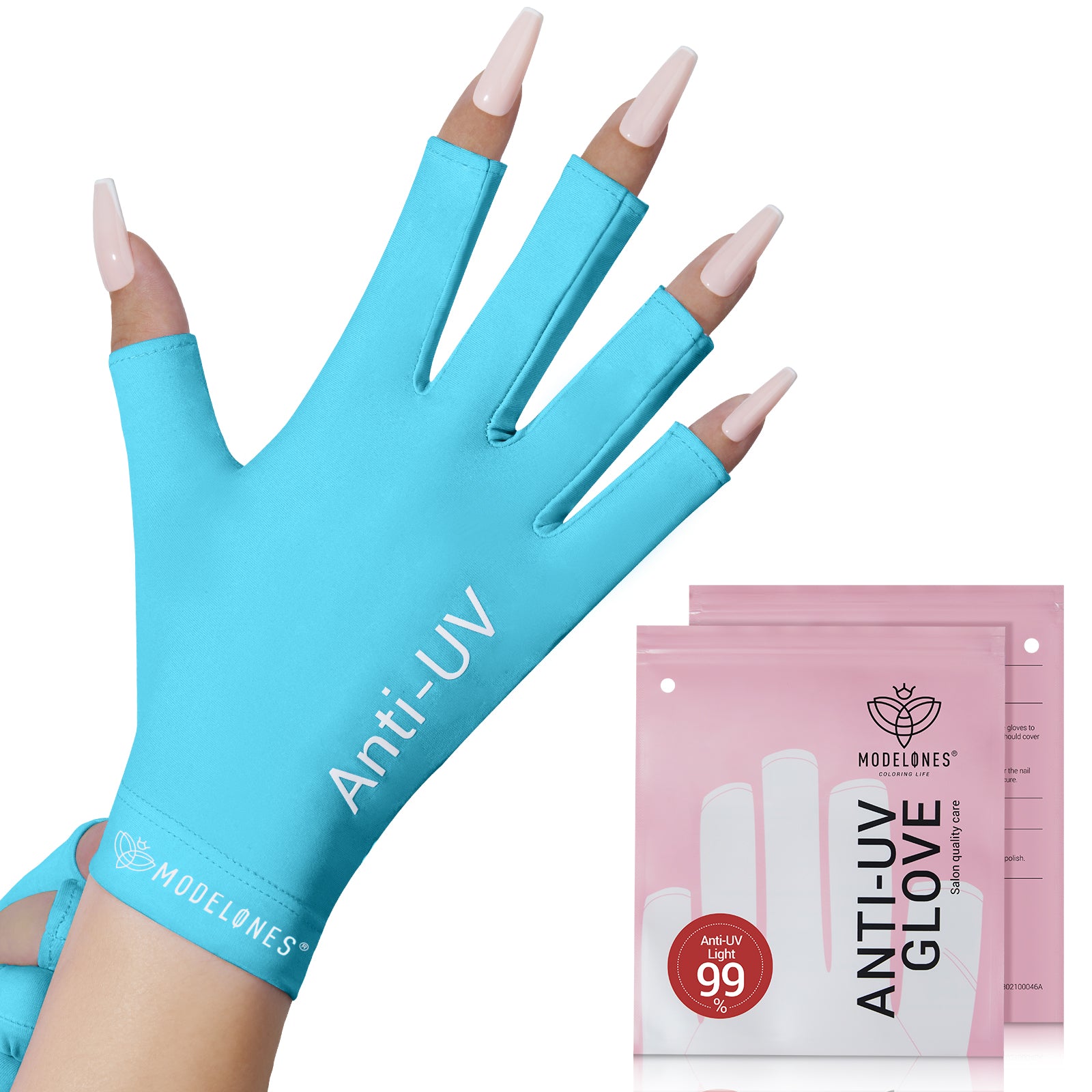 Blue Anti-UV light Glove For Nails Salon Professional UPF 99+【US ONLY】