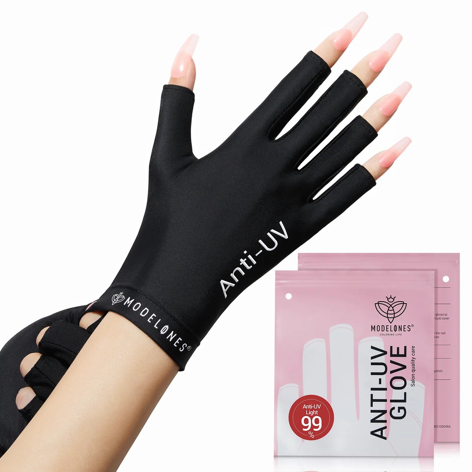 Black Anti-UV light Glove For Nails Salon Professional UPF 99+【US/CA O