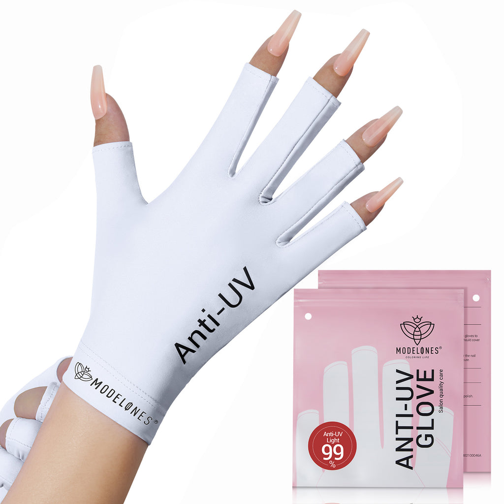 White Anti-UV light Glove For Nails Salon Professional UPF 99+