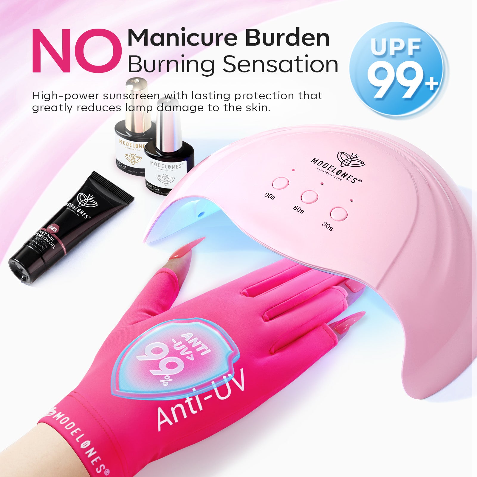 Barbi Anti-UV light Glove For Nails  Salon Professional UPF 99+
