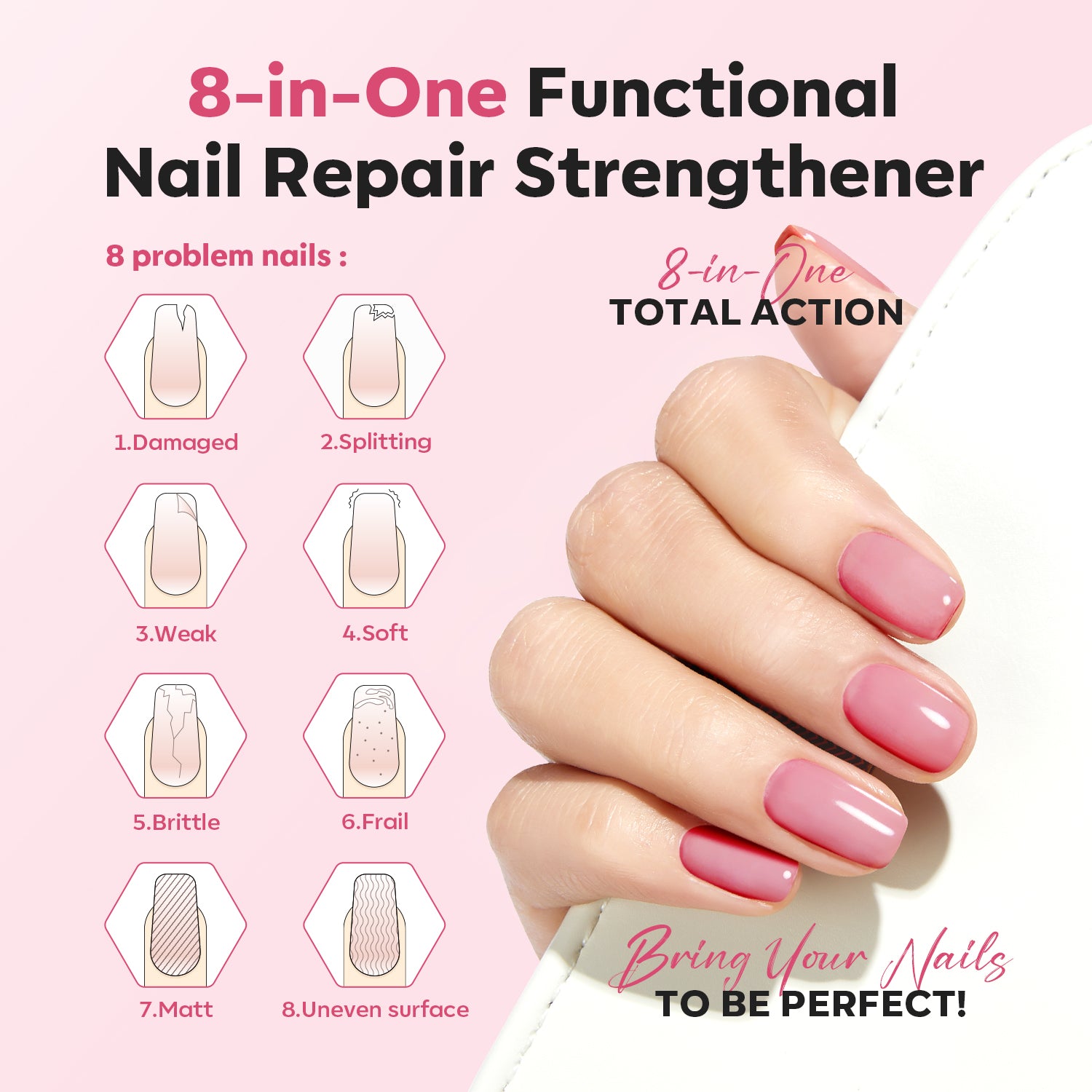 Blush Nude 8-in-1 Functional Nail Repair Strengthener Nail Care MODELONES 