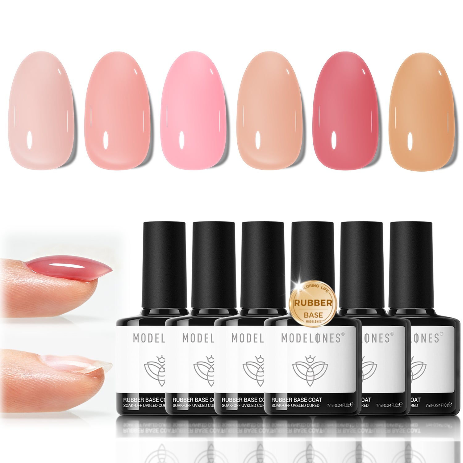 Peach Pink Rubber Base Coat Set