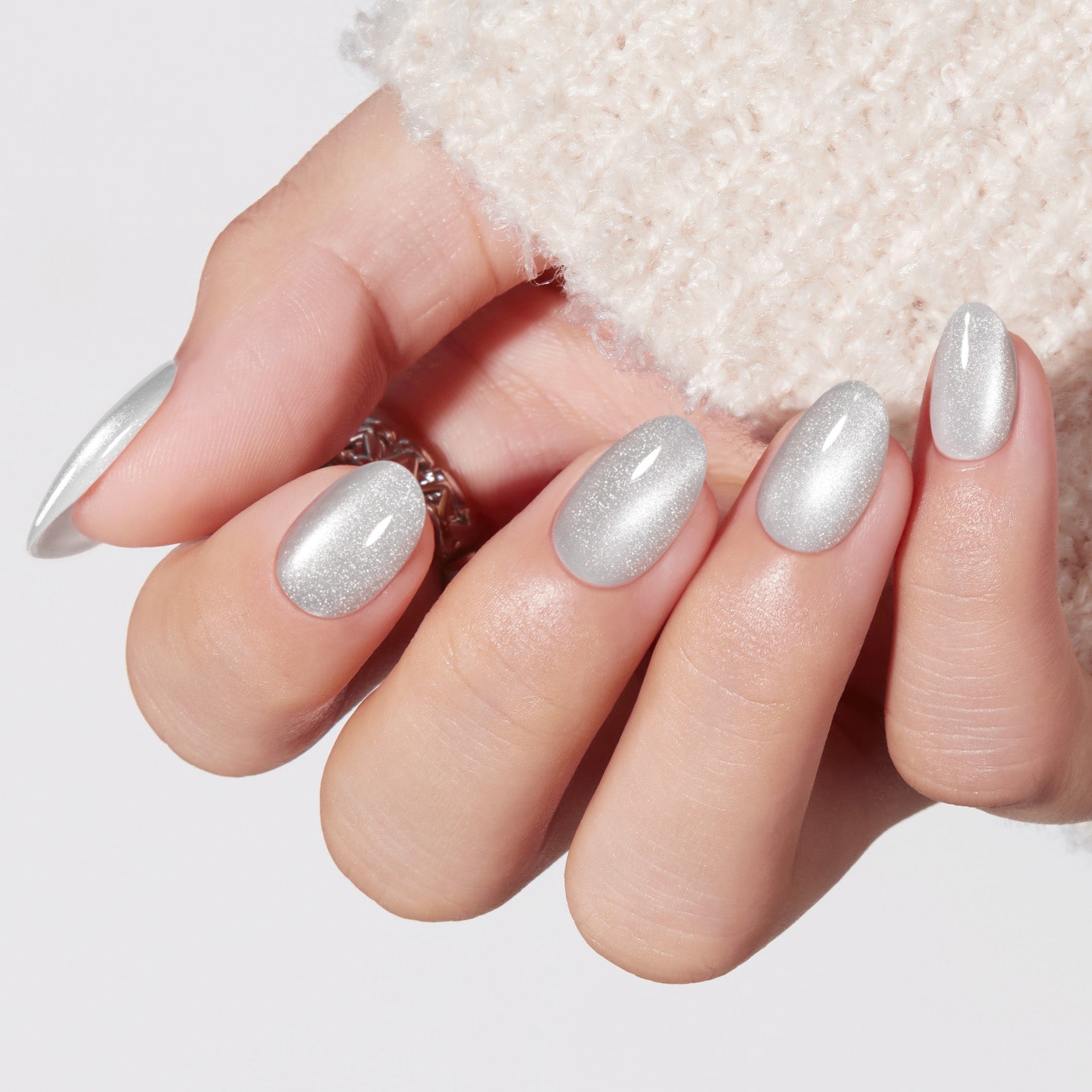 Silver Shimmer press on nails MODELONES 
