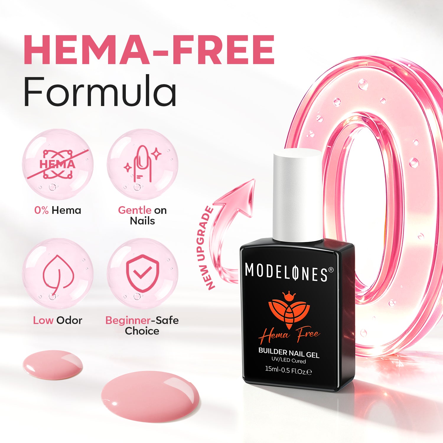 8-In-1 Peach Blush Hema-Free Builder Gel 15ml Builder Gel MODELONES 