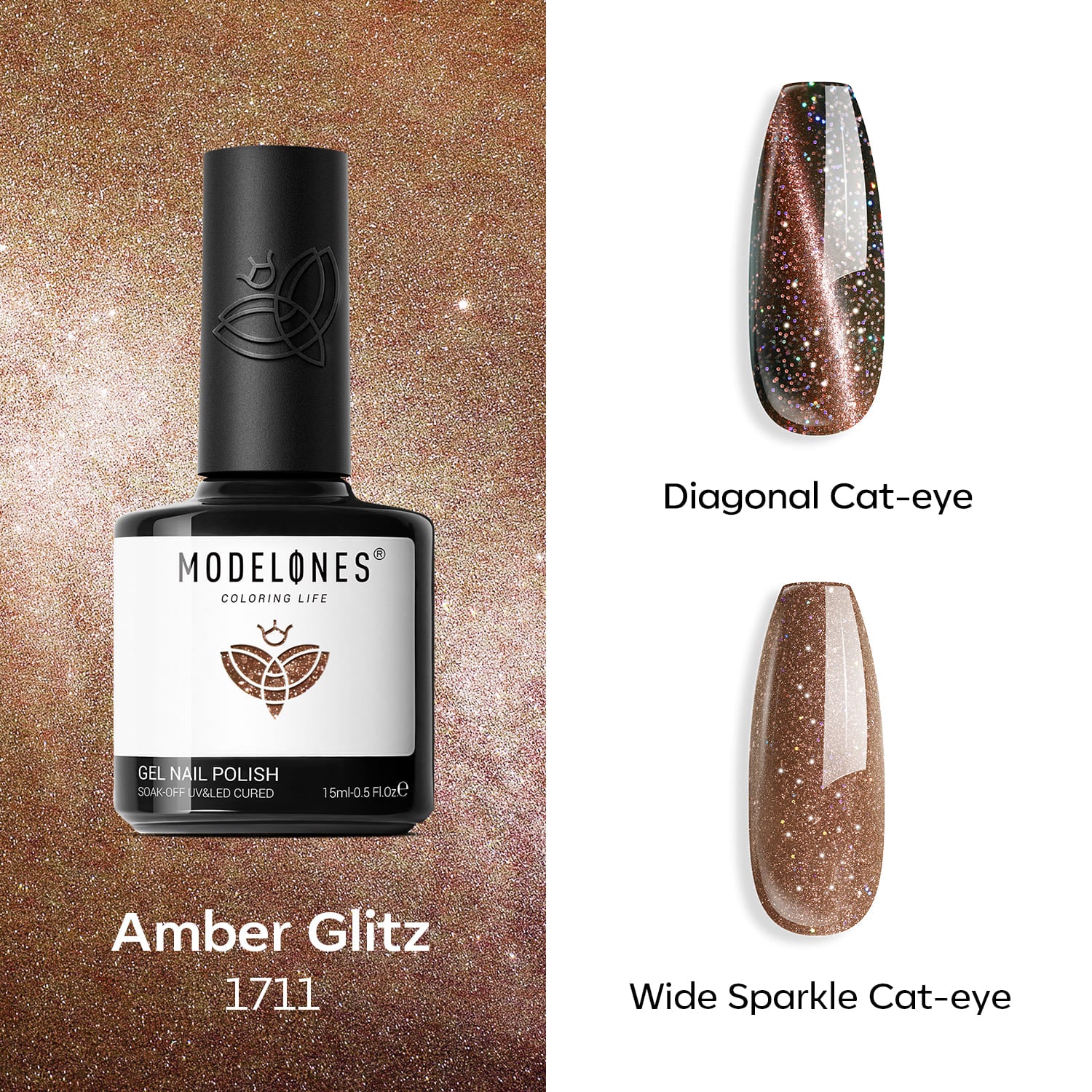 Amber Glitz - Modelones Gel Nail Polish Cat Eye Gel 15ml
