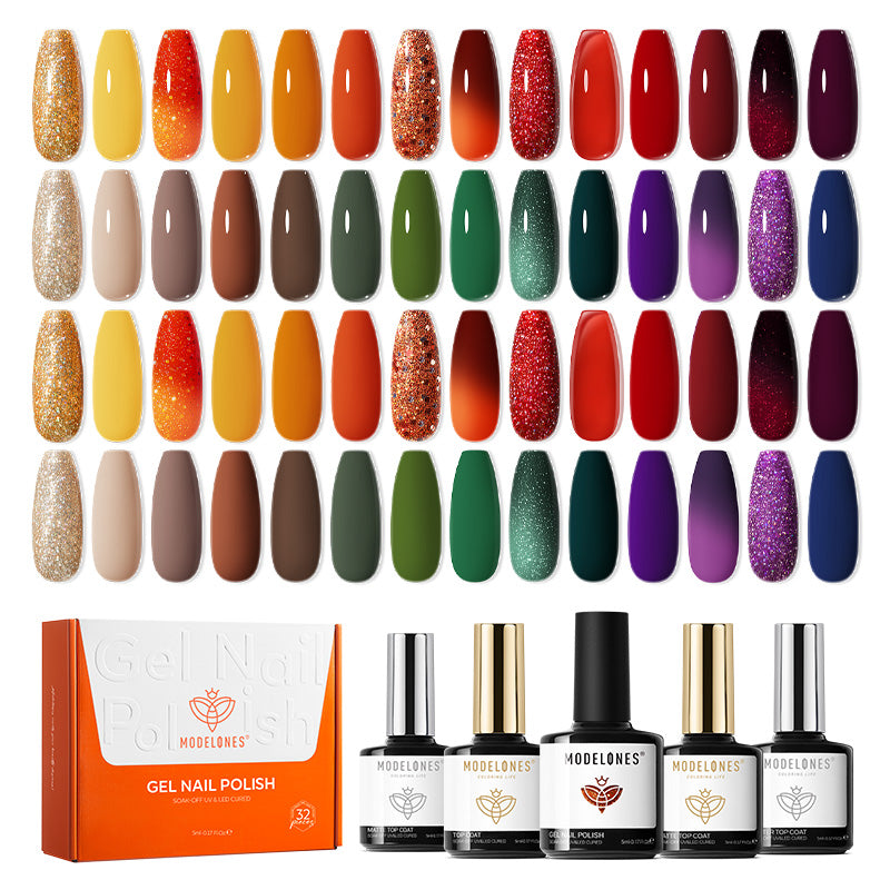 Fall Palette 28 Colors Gel Nail Polish Kit  MODELONES 