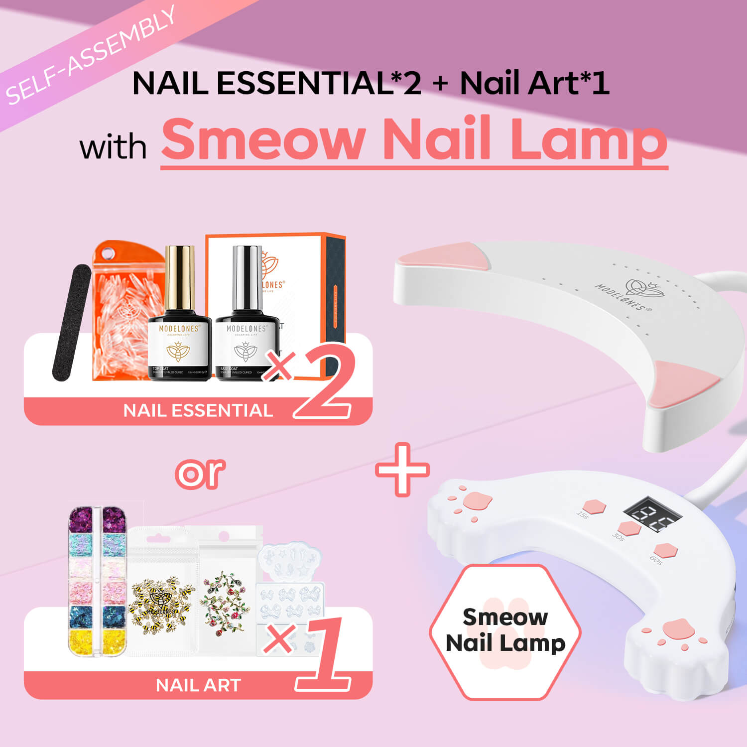 Self-assembly Nail Tools Kit With Gooseneck Nail Lamp