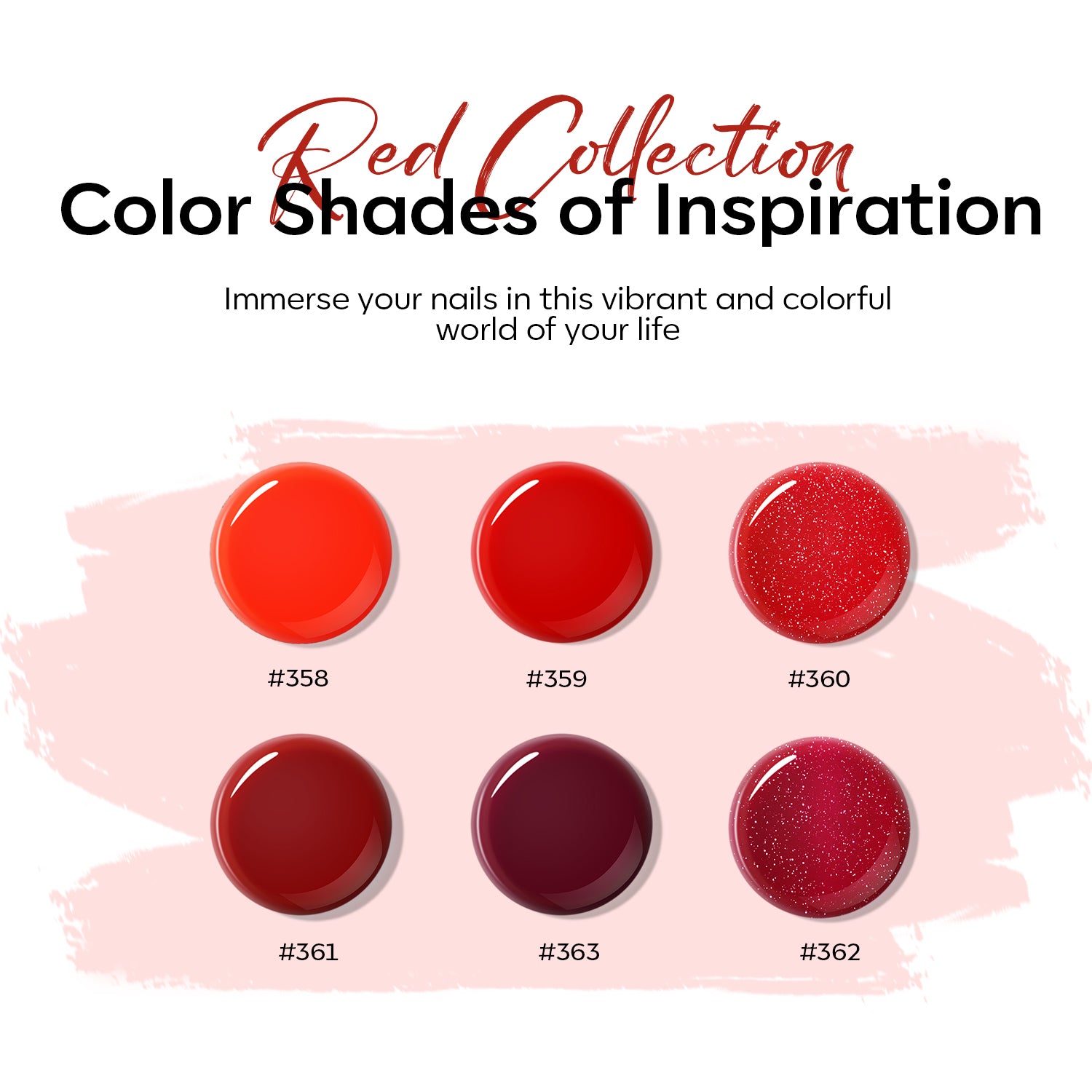 Red Collection - 6 Shades Poly Nail Gel Set