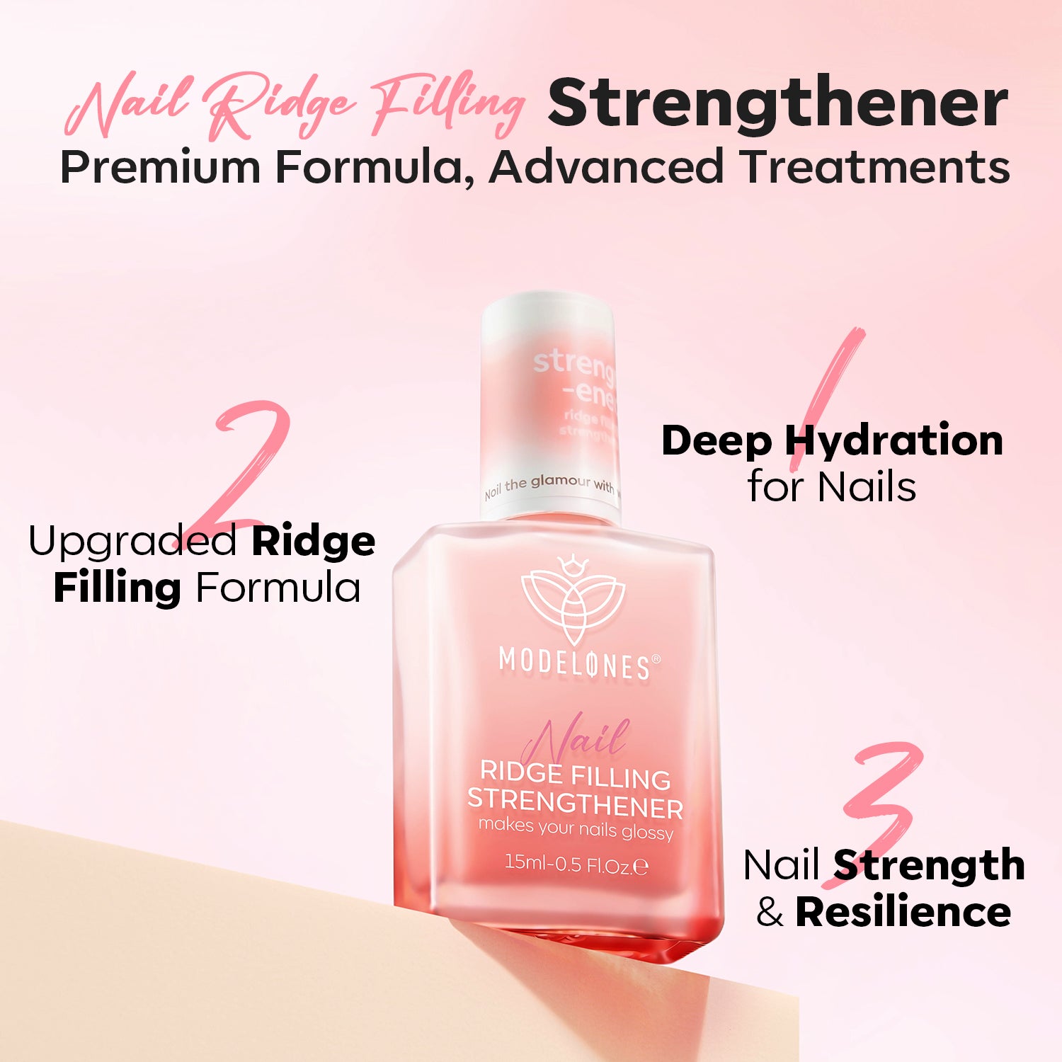 Nail Ridge Filler Strengthener Nail Care MODELONES #nude-pink