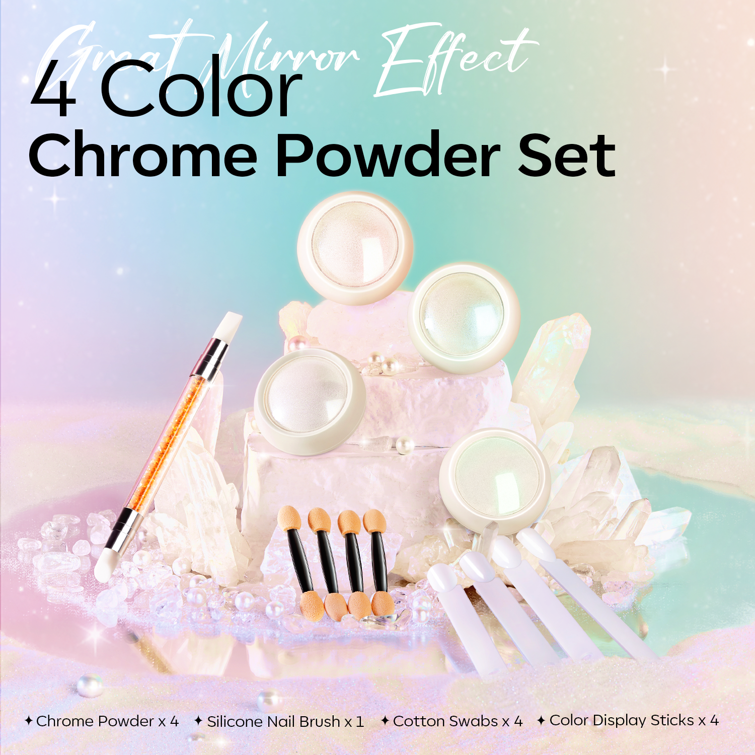 4 Colors Chrome Powder Set - Shooting Stars