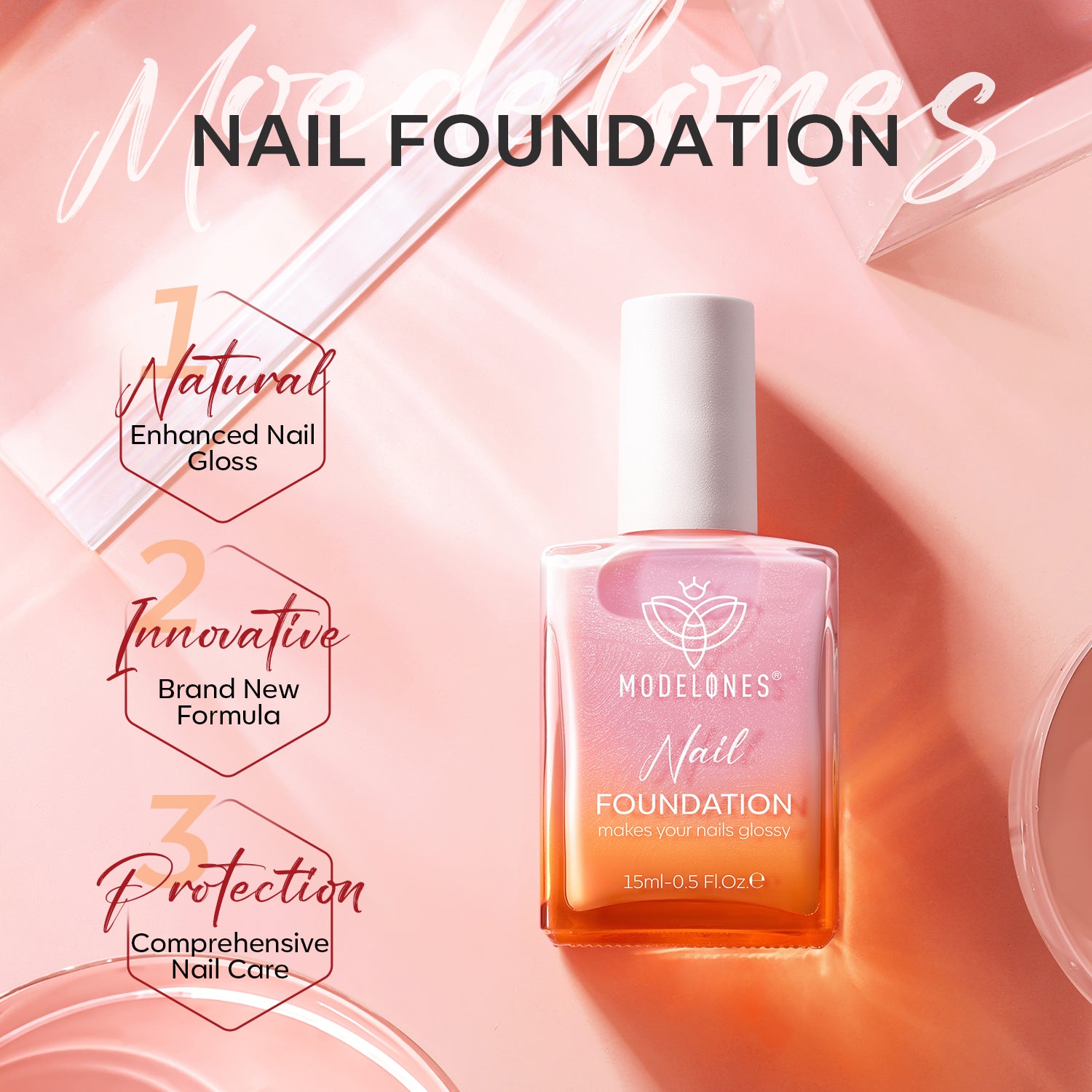 Modelones Nail Foundation - Sparkle Pink【US ONLY】