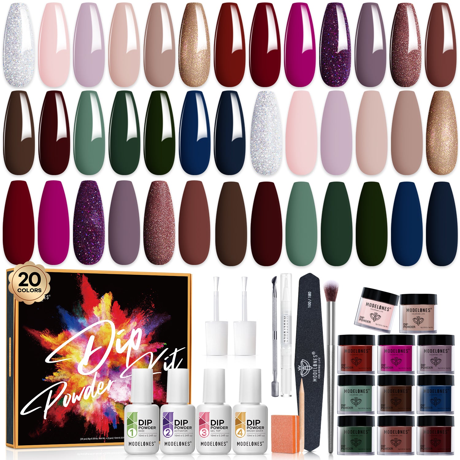 Making Waves - 32Pcs 20Colors Dipping Powder All-In-One Kit【US ONLY】