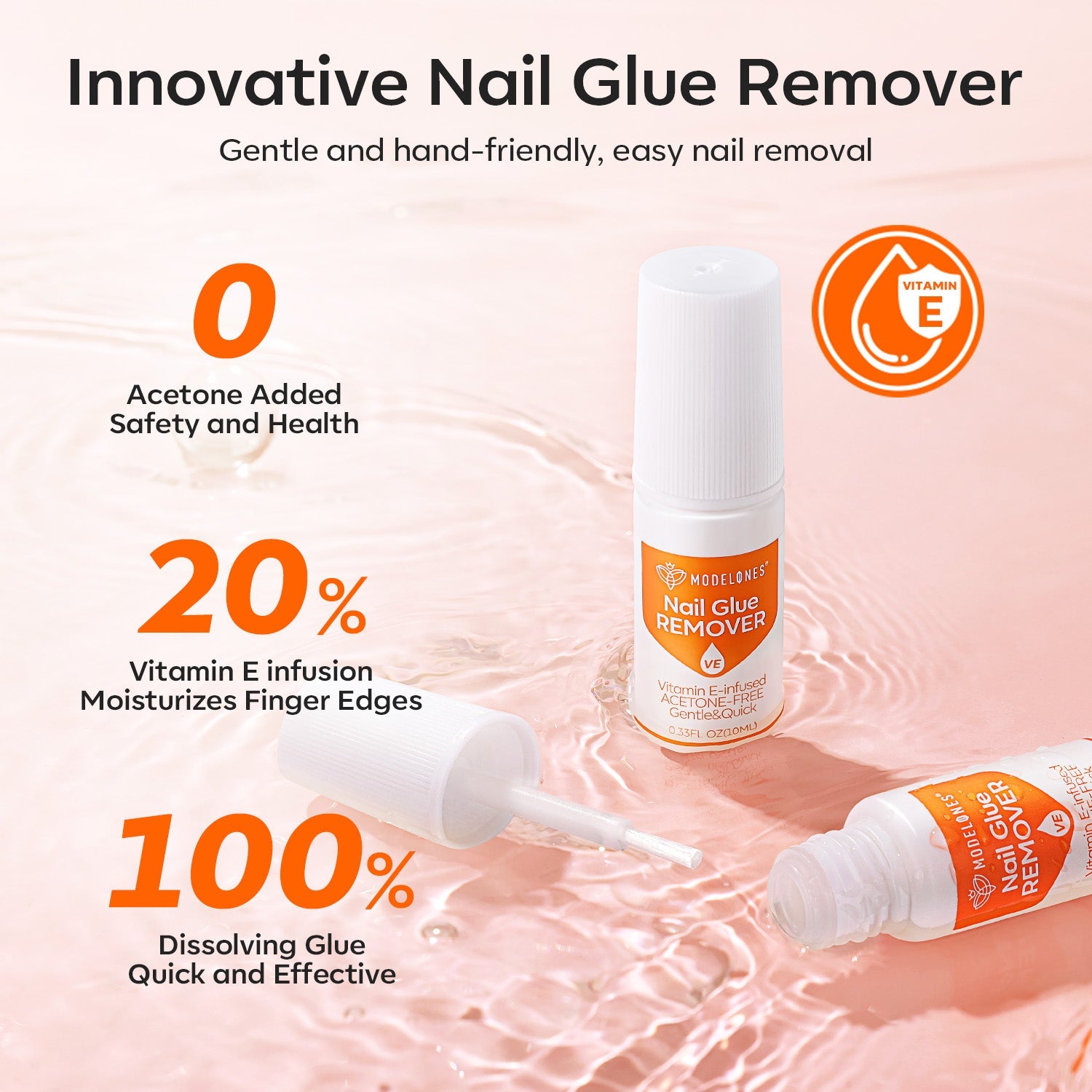 6Pcs Non-Acetone Nail Bond with Nail Glue Remover Kit