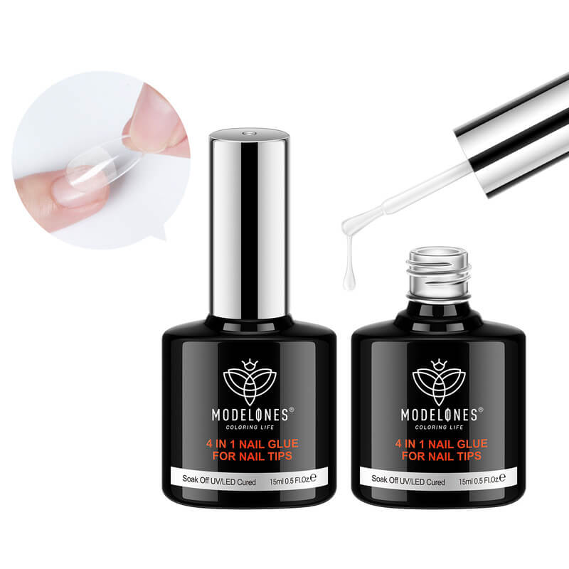 2Pcs 4-In-1 Multi-Functional Nail Glue Gel For Tips 15ml