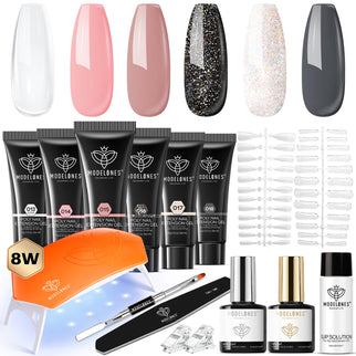 Nude Clear Black Pink - 6 Colors Poly Nail Gel Kit