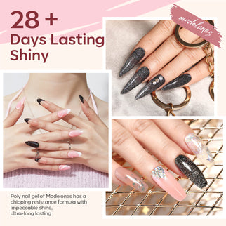 Nude Clear Black Pink - 6 Colors Poly Nail Gel Kit