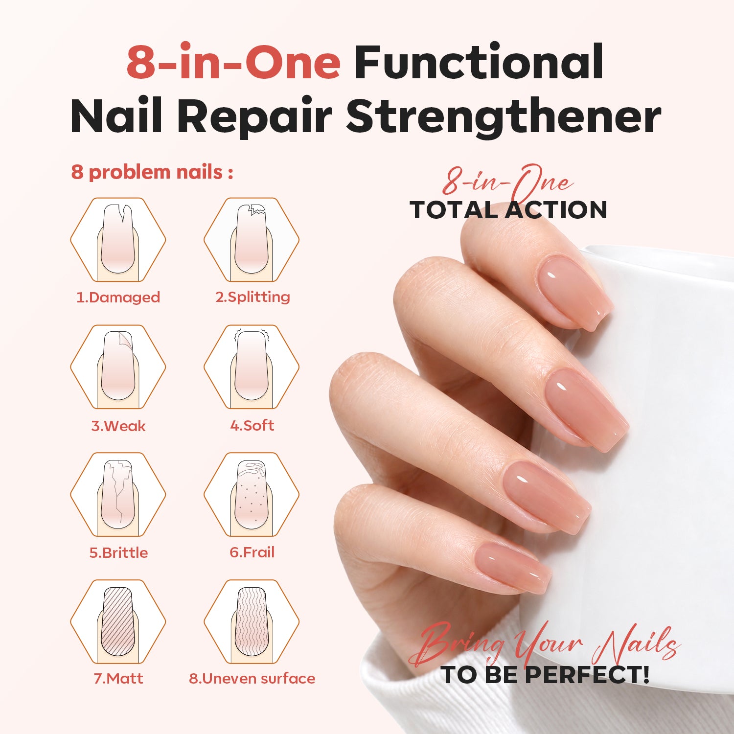 Nail Ridge Filler Strengthener Nail Care MODELONES #warm-pink