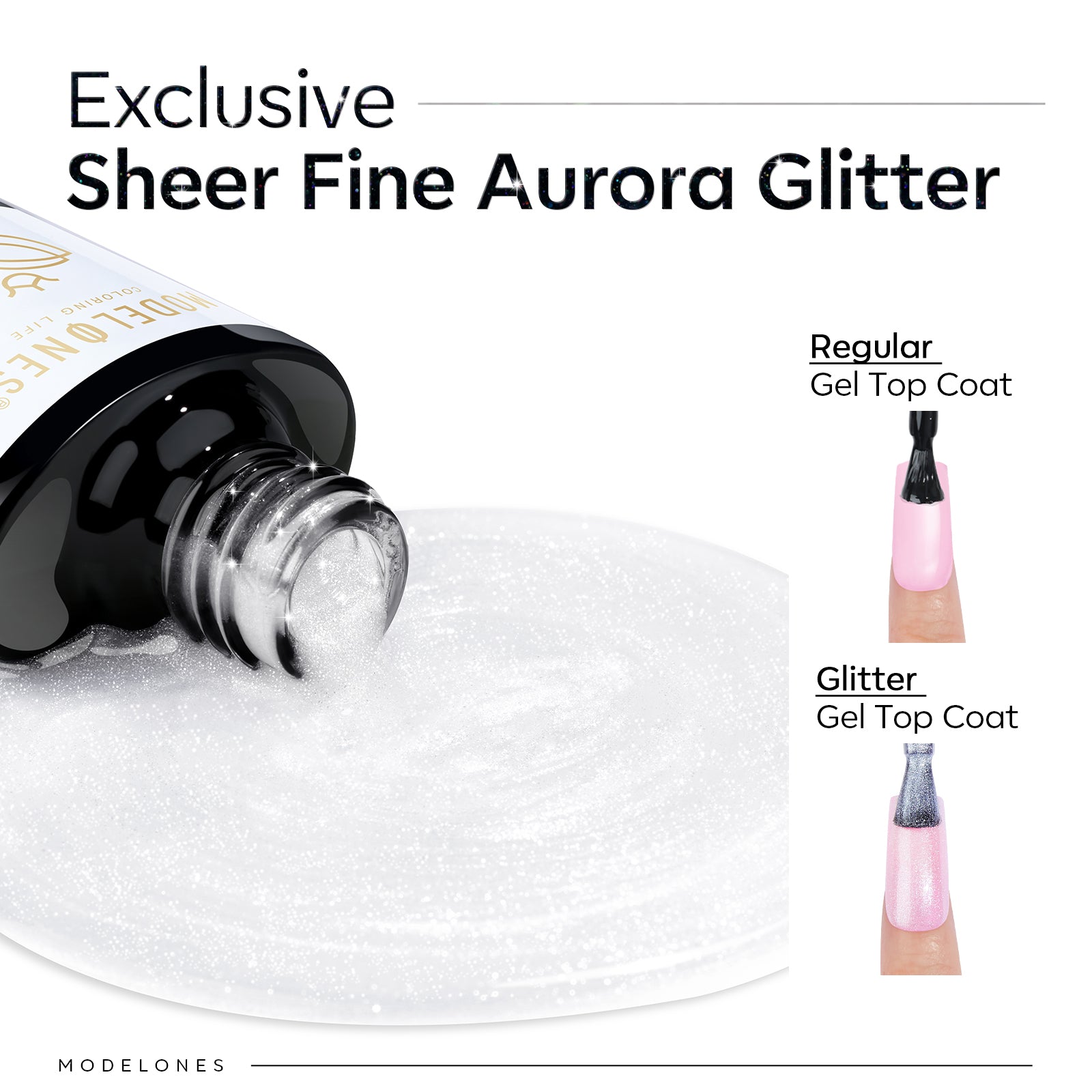 Ultra Fine White Aurora Clear Glitter Top Coat Gel 10ml