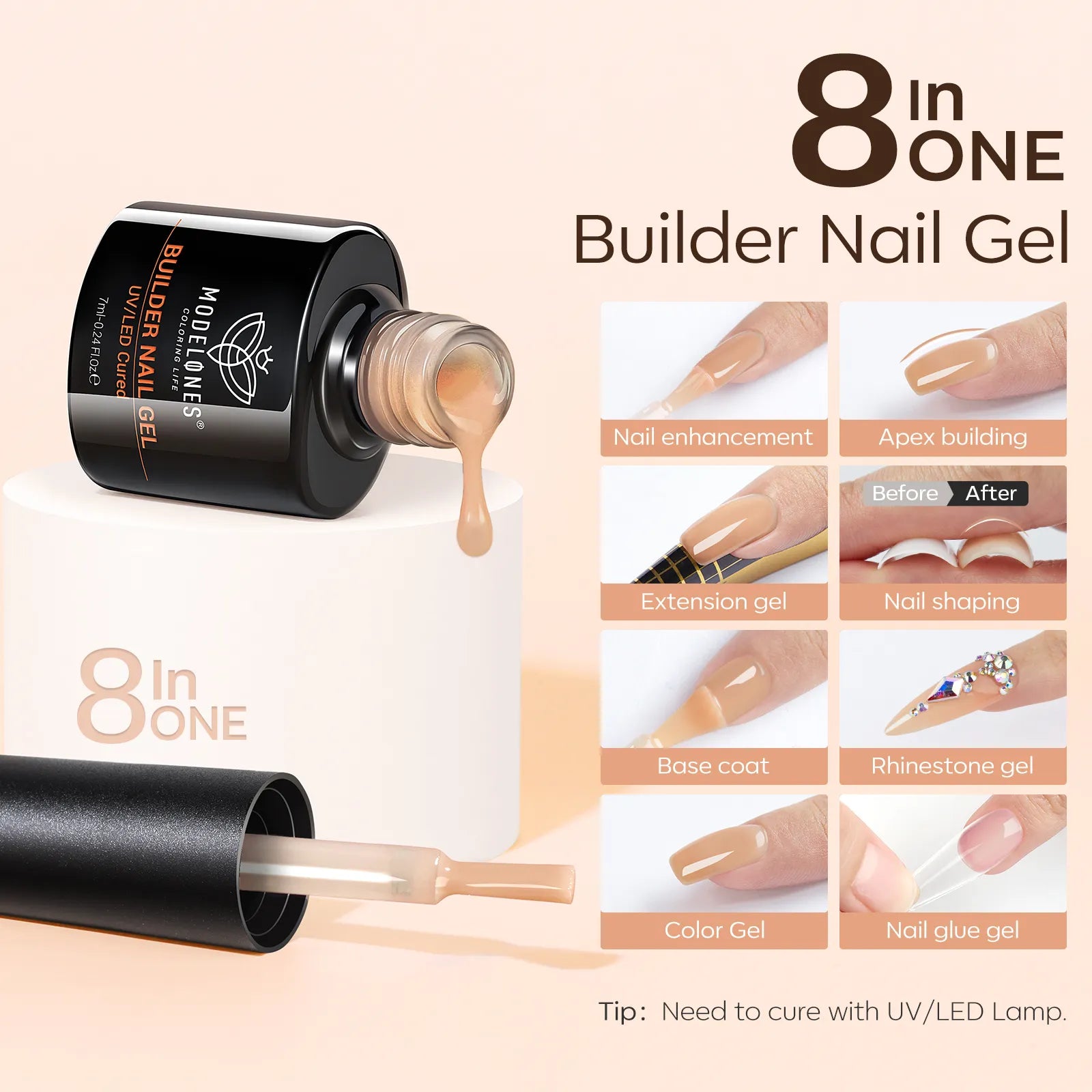 Breathable Skin Tone - 6 Colors 8-in-1 Builder Nail Gel Set 7ml【US/AU/EU ONLY】