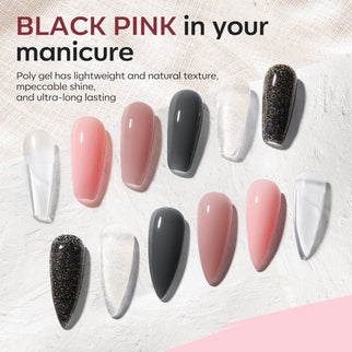 Nude Clear Black Pink - 6 Colors Poly Nail Gel Kit