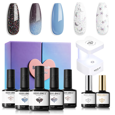 Frost-Kissed Blues - 8Pcs 5 Colors Gel Nail Polish Kit (Limited Edition)