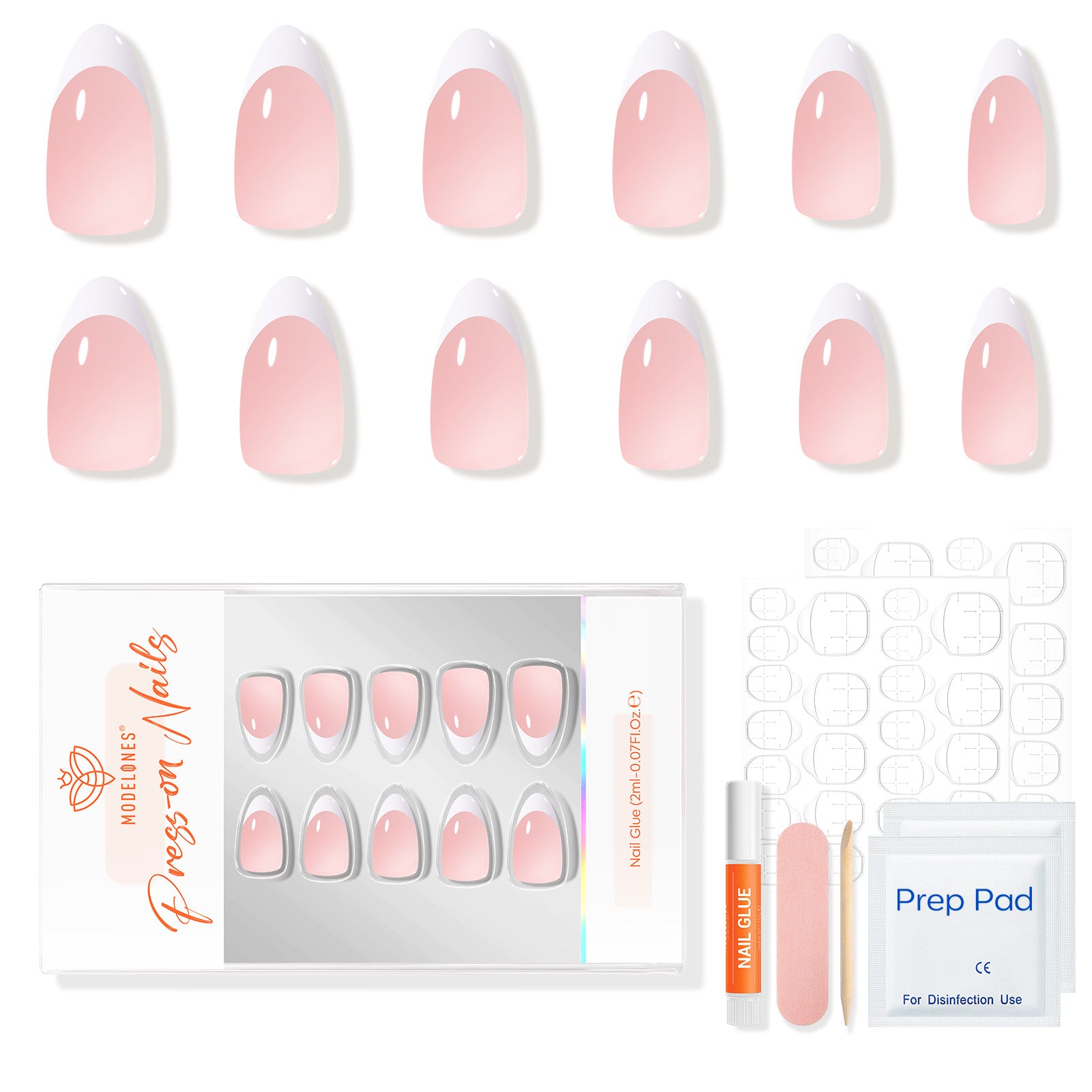Nude French press on nails MODELONES #