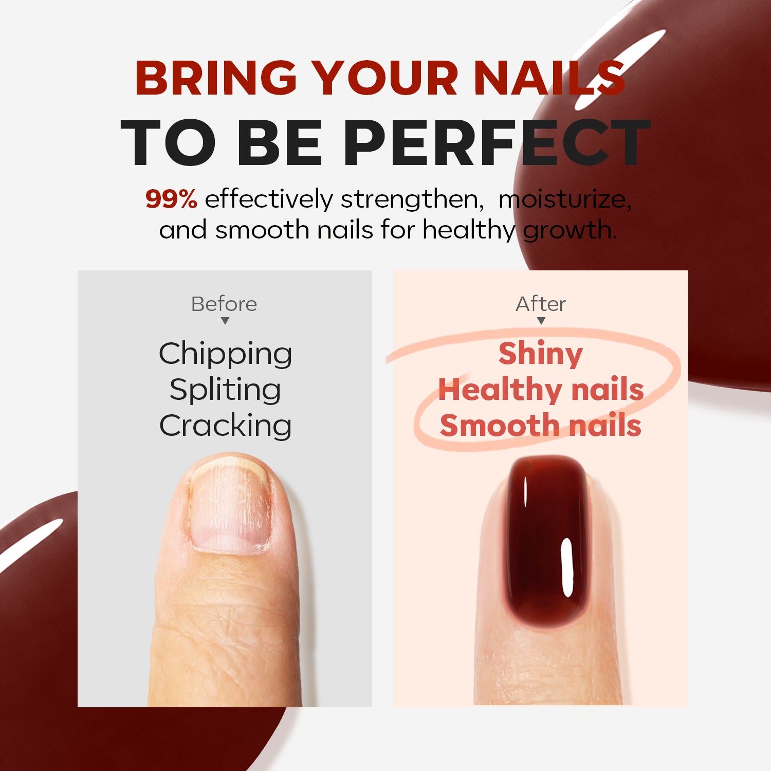 Auburn Wine 8-in-1 Functional Nail Repair Strengthener Nail Care MODELONES 
