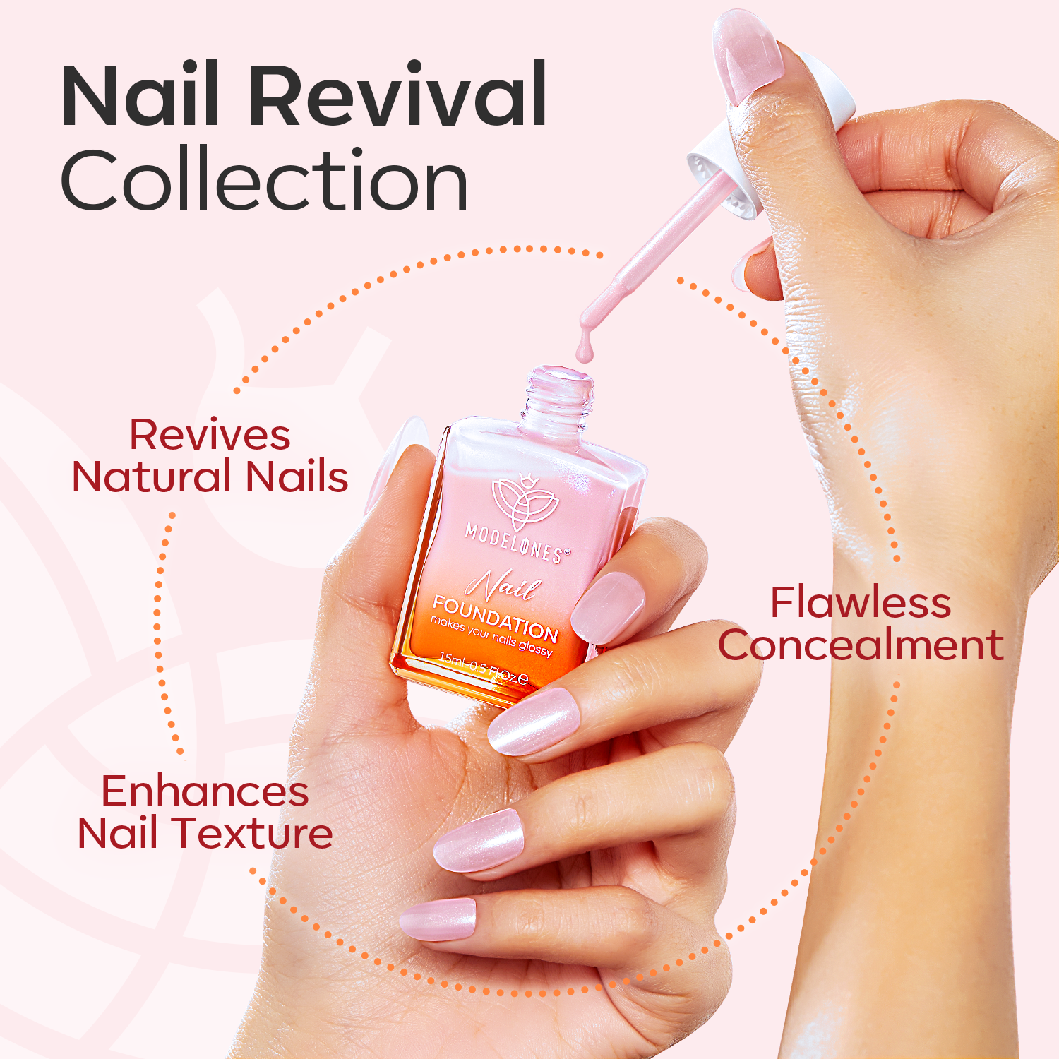 Nail Foundation Set with Top Coat & Cuticle Oil - Sparkle Pink【US/EU ONLY】