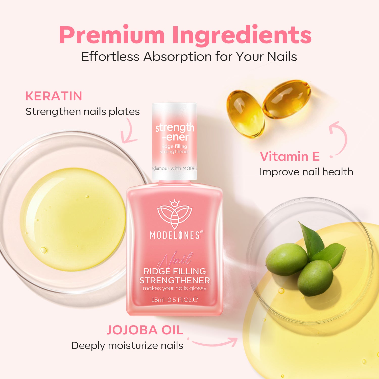 Bare Blush 8-in-1 Functional Nail Repair Strengthener Nail Care MODELONES 
