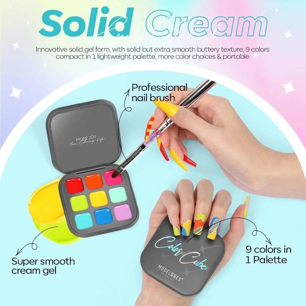 Free 9 Shades Solid Cream Gel Polish Color Cube