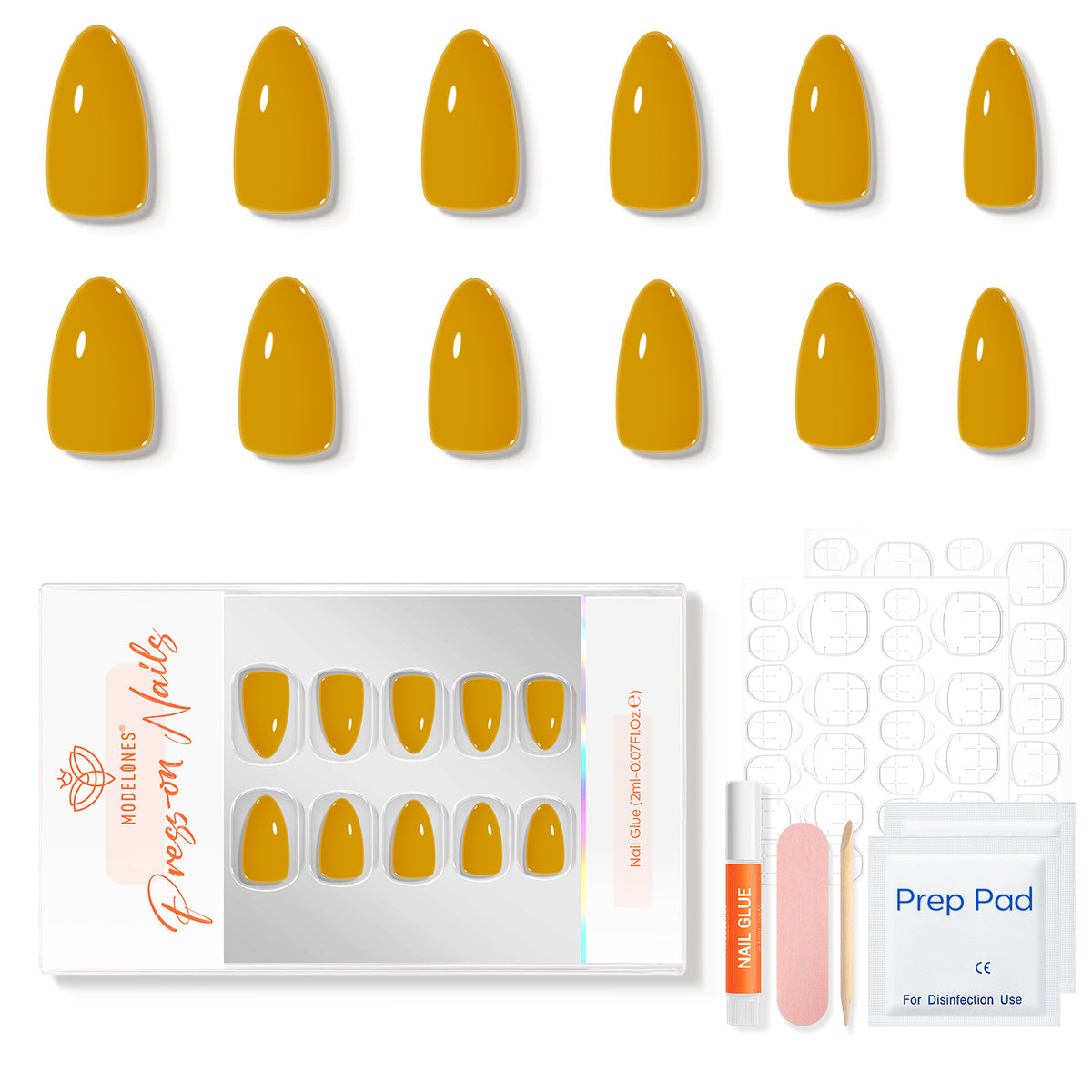 Mustard Gold press on nails MODELONES 