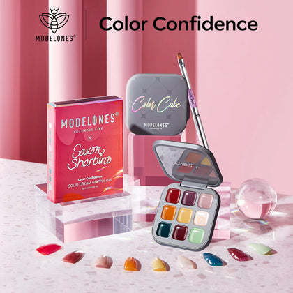 Color Confidence - 9 Shades Solid Cream Gel Polish Color Cube