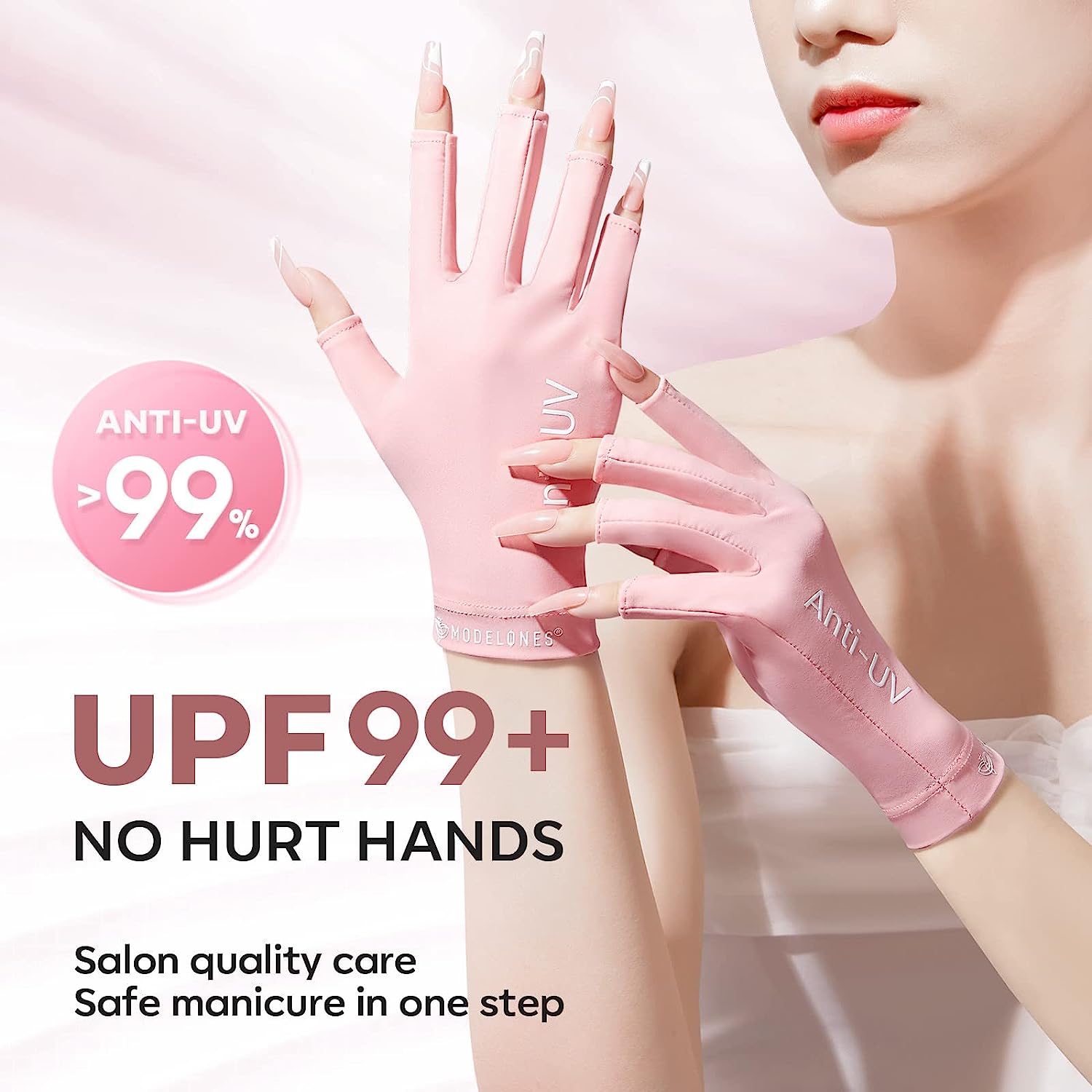 Molain Anti UV Gloves, Gel Manicures Glove, Professional Protection  Fingerless Gloves for Manicures, Nail Art Skin Care UV Shield Gloves (Black)
