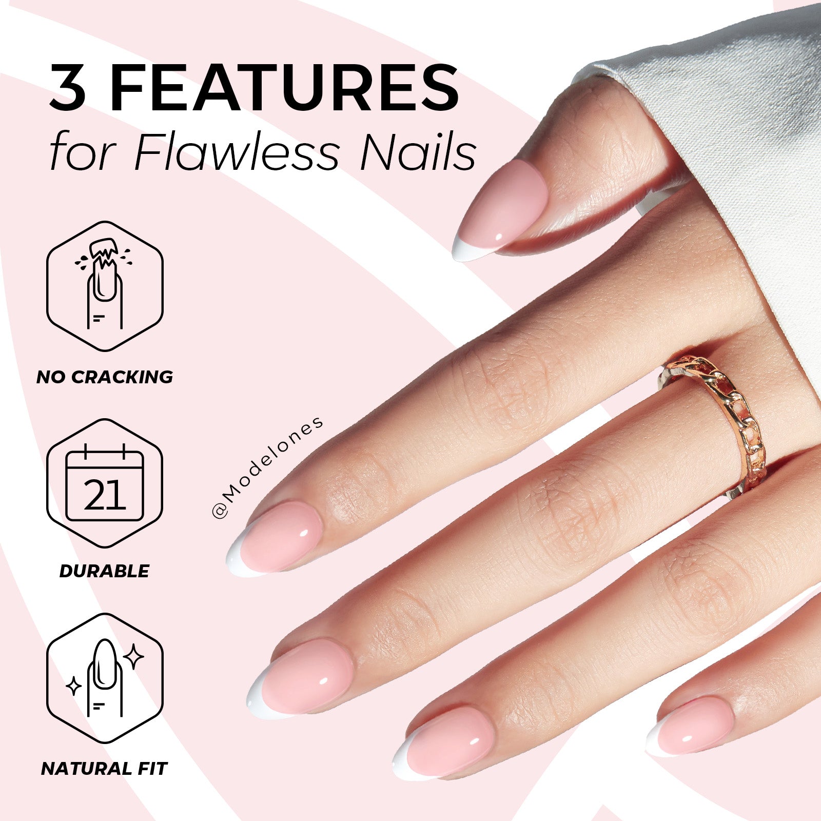 Nude French press on nails MODELONES 