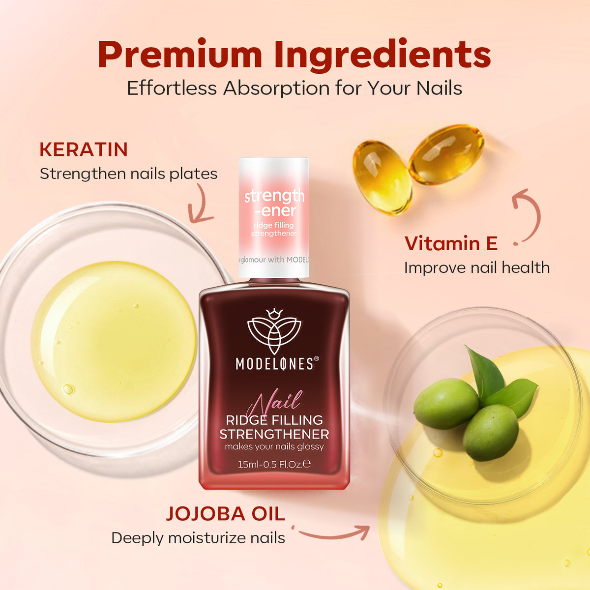 Auburn Wine 8-in-1 Functional Nail Repair Strengthener Nail Care MODELONES 