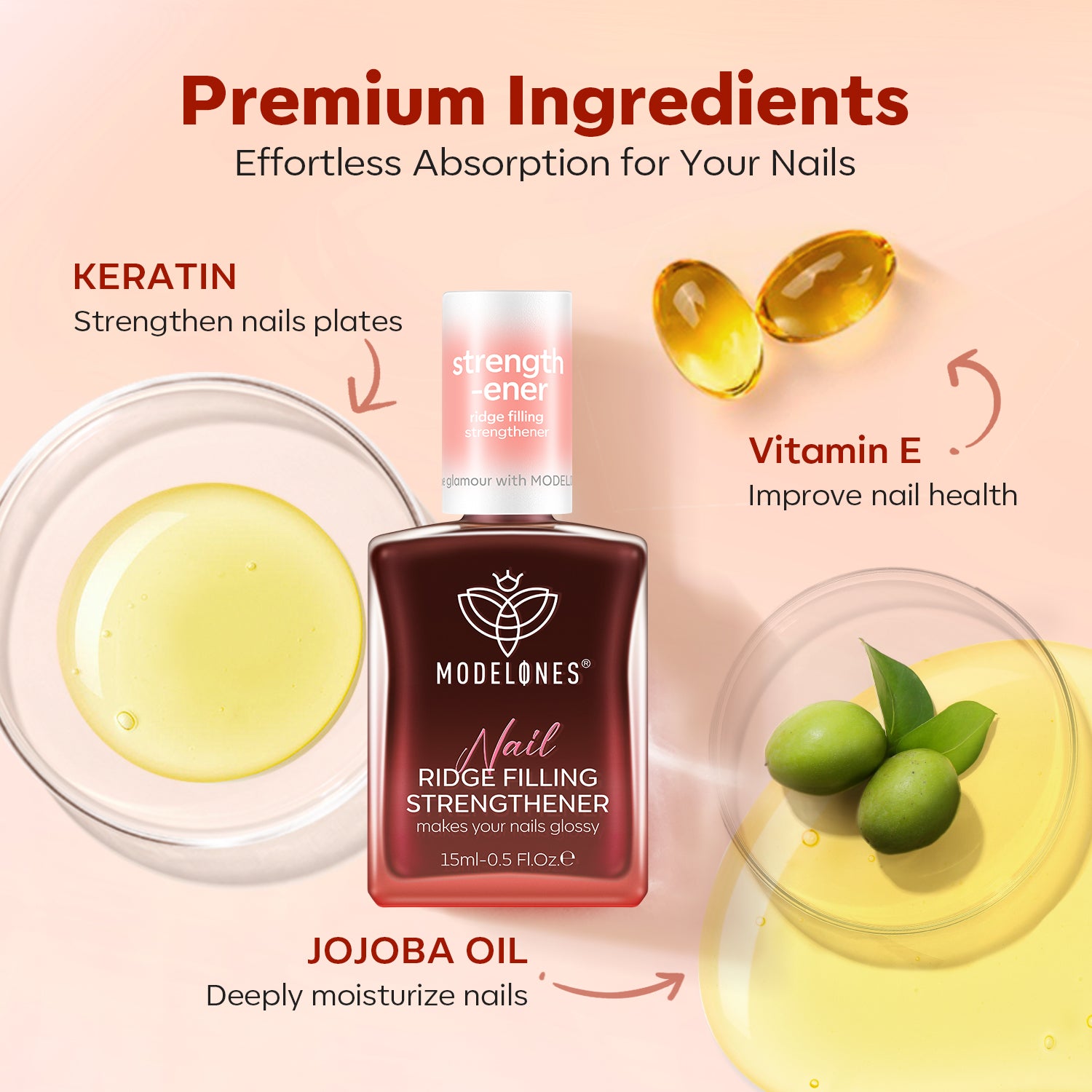 Auburn Wine 8-in-1 Functional Nail Repair Strengthener Nail Care MODELONES 