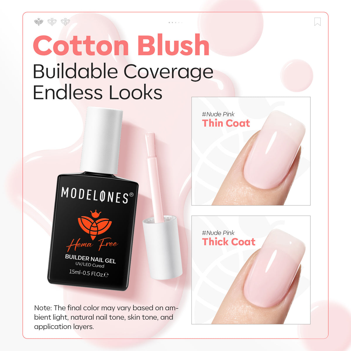 8-In-1 Milky Pink Hema-Free Builder Gel 15ml Builder Gel MODELONES 