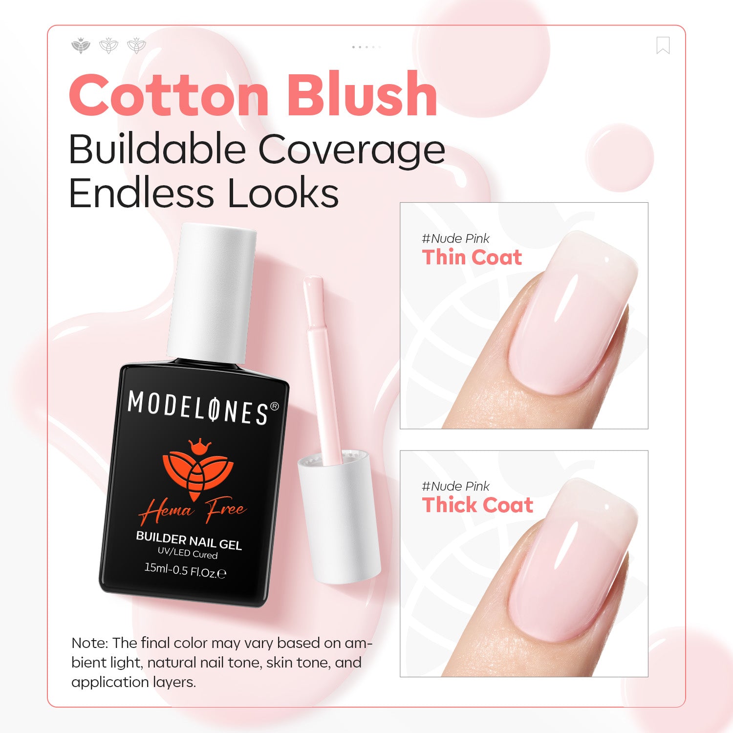 8-In-1 Milky Pink Hema-Free Builder Gel 15ml Builder Gel MODELONES 