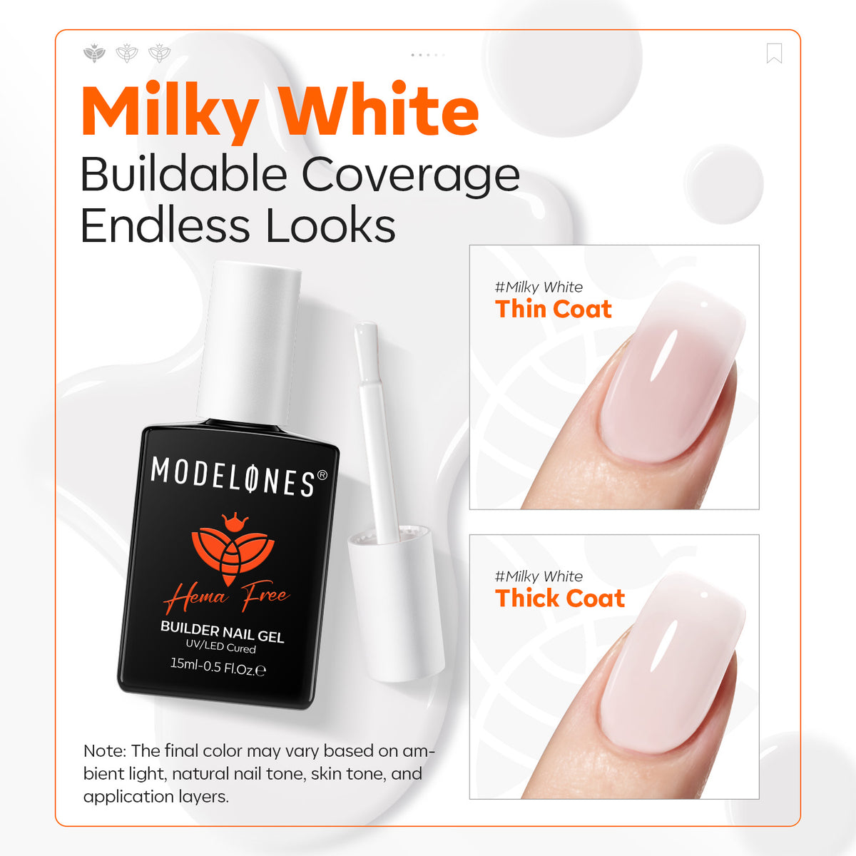 8-In-1 Cream Milk Hema-Free Builder Gel 15ml Builder Gel MODELONES 