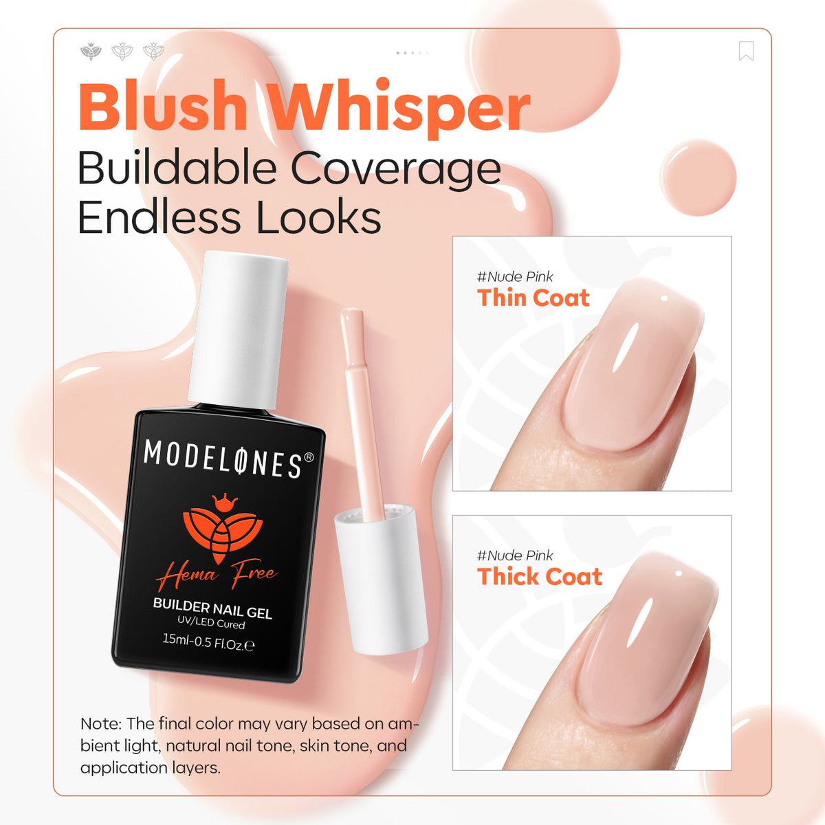 8-In-1 Sand Nude Hema-Free Builder Gel 15ml Builder Gel MODELONES 