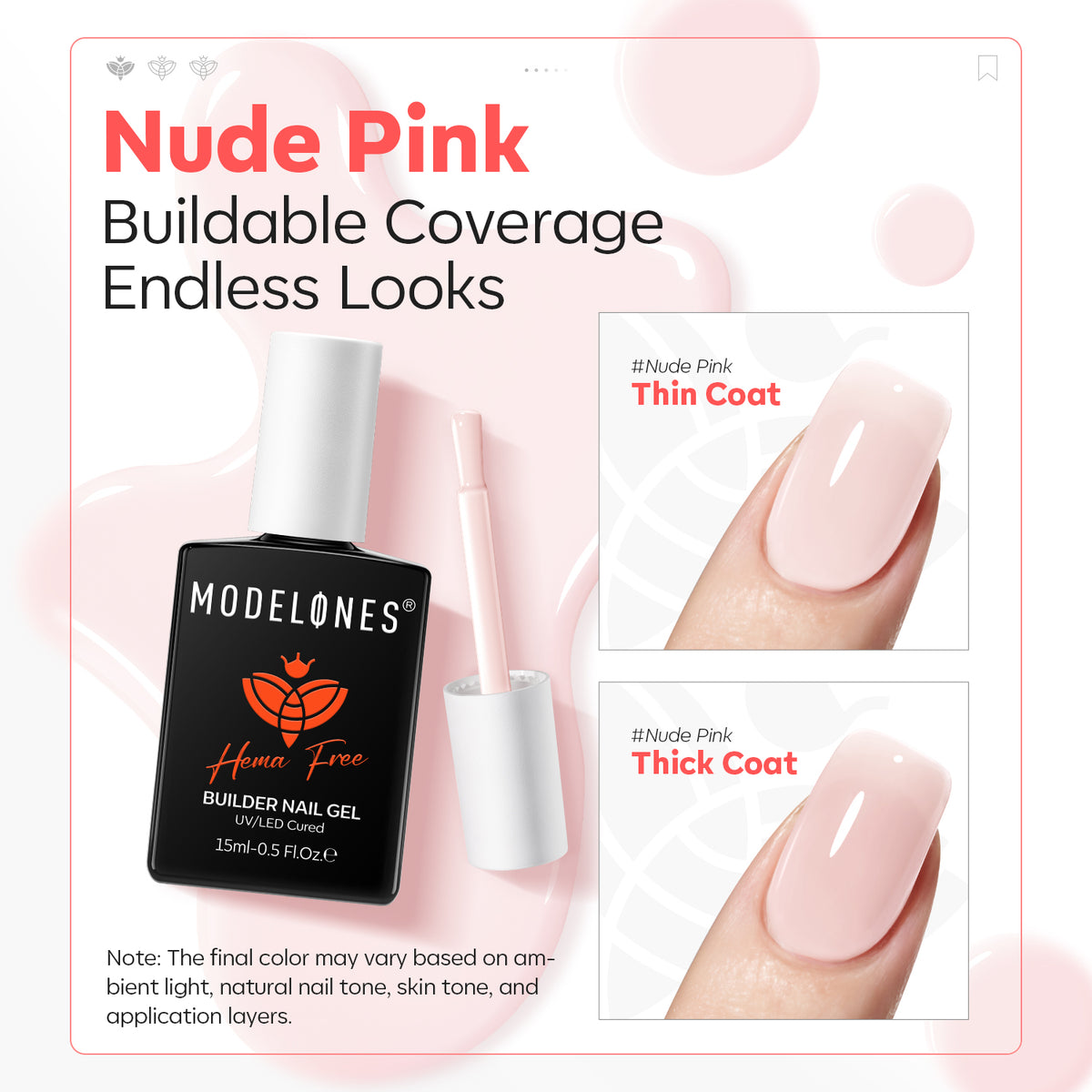 8-In-1 Pink Cloud Hema-Free Builder Gel 15ml Builder Gel MODELONES 