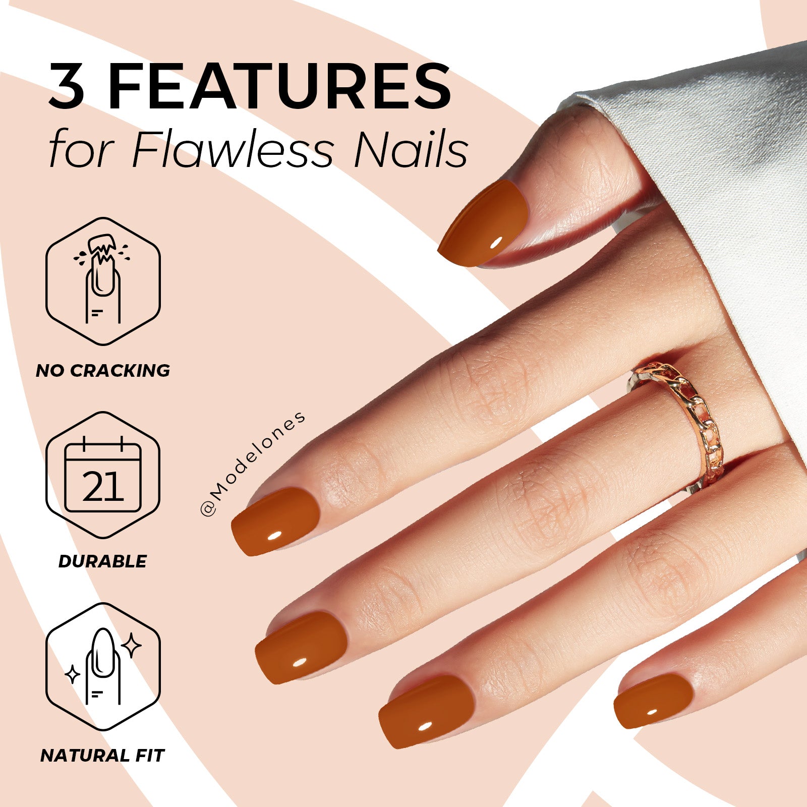 Burnt Caramel press on nails MODELONES 